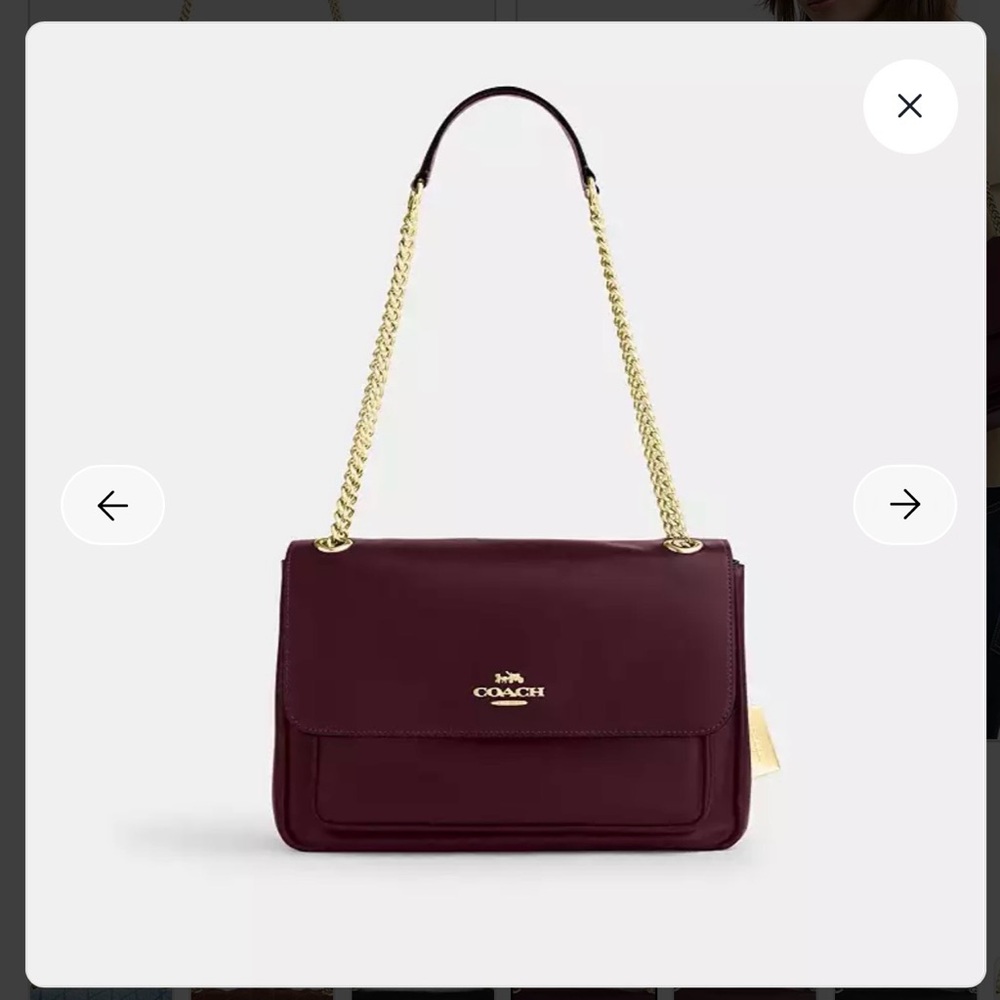 Coach Dark Red Shoulder Bag with Gold Accents